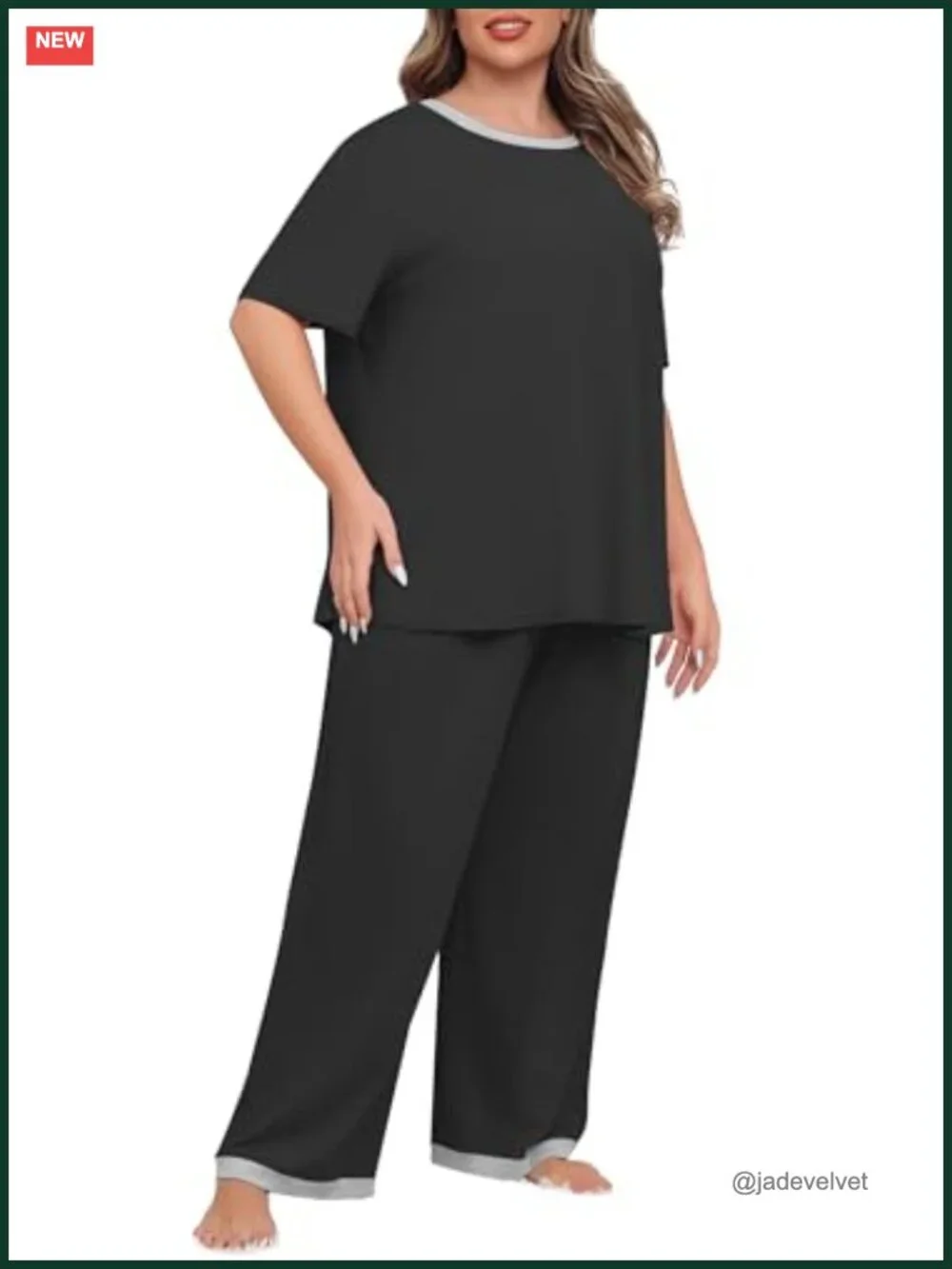 Plus Size Pajama Set 2 Piece Short Sleeve Lounge with Pockets